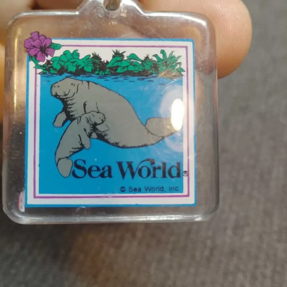 Sea World Manatee Keychain Mom & Baby Manatee Souvenir Animal Charm